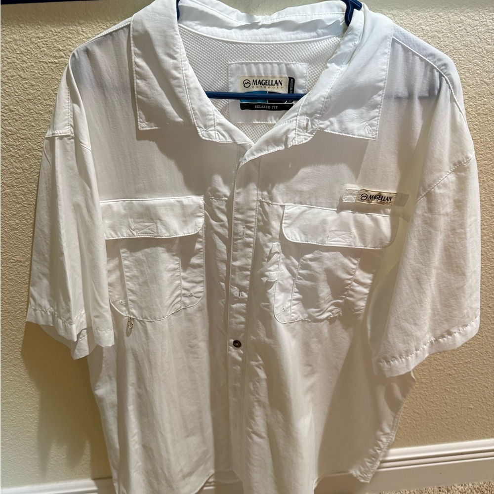 Magellan Outdoors Men's White Casual Button Down Shirt